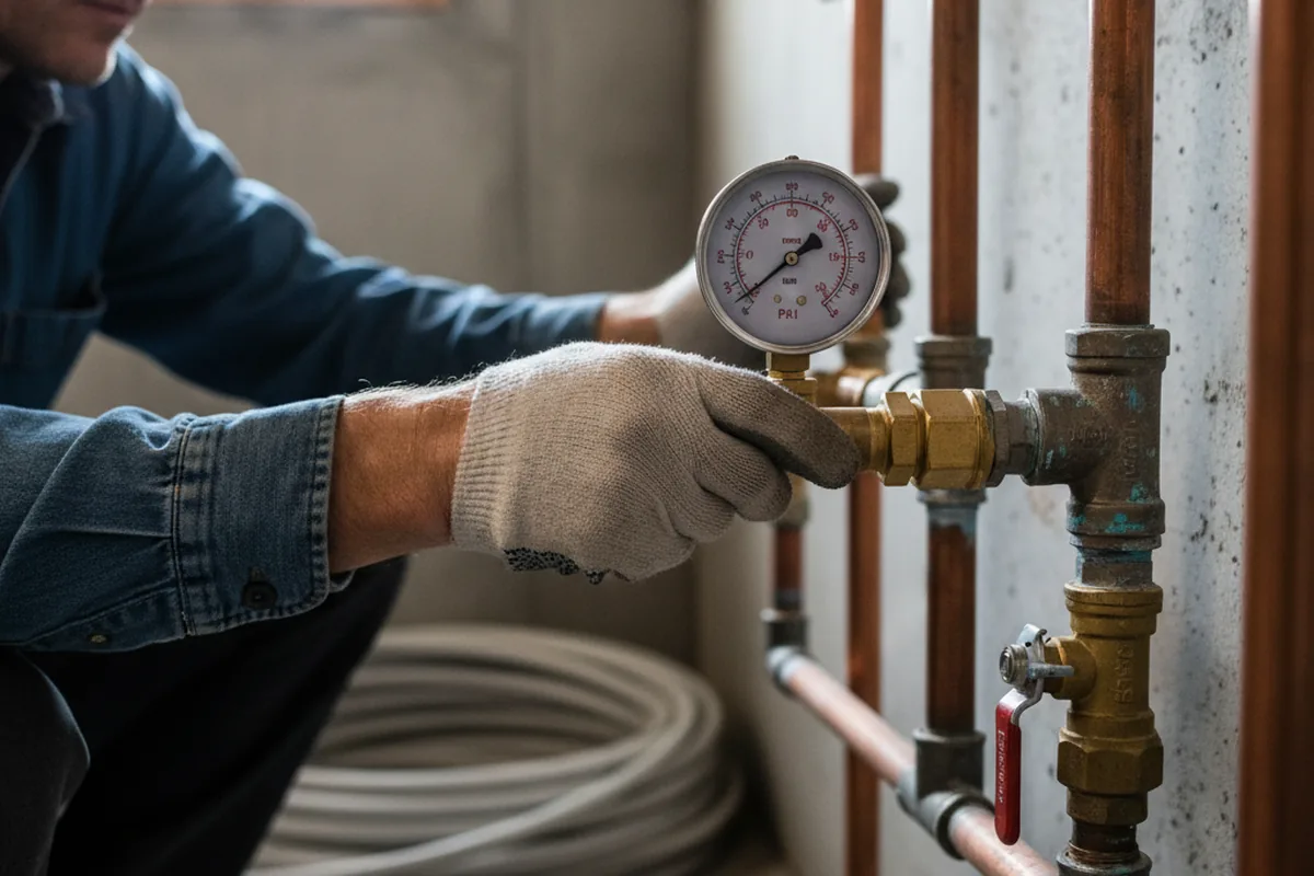 Pressure testing a repaired line during Water Line Repair in Centerton